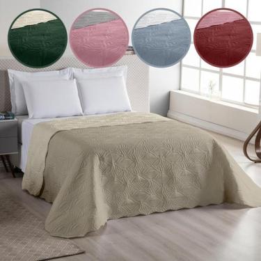 Imagem de Cobre Leito Colcha de Cama Casal Padrão Avulso Dupla Face Matelado FOL