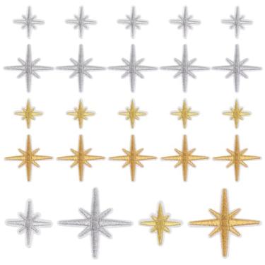 Imagem de AHANDMAKER 40 apliques bordados em forma de estrela dourada e prata costurados em apliques bordados de renda para roupas, vestidos, chapéus, jeans, acessórios DIY