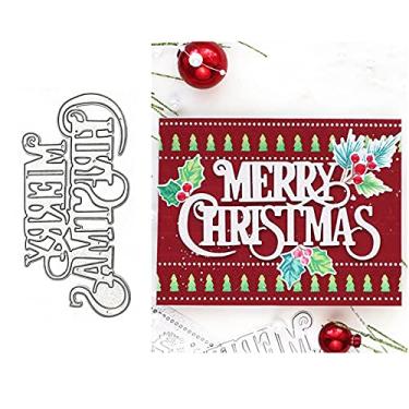 Imagem de XMYXCRAFT Letras de Feliz Natal Cortes de metal, palavras de Feliz Natal, estêncil, faça você mesmo, cartões de corte, corte, para fazer cartões, fotos, decorativos, matrizes de papel para