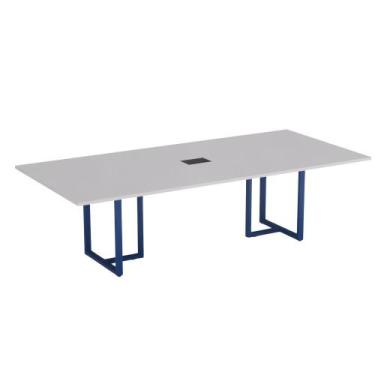 Imagem de Mesa de Reunião Retangular com Power Box Tubular P25 Pandin 2,6 M Cinz
