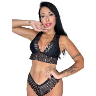 Imagem de Conjunto de Sutiã Sem Bojo e Calcinha Renda Feminino Sexy Lingerie Sen