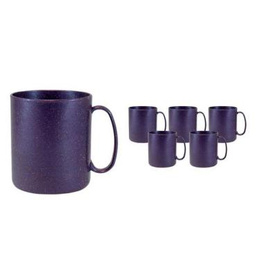 Imagem de Kit 6 Canecas Redonda Fibra Madeira Lilás 400Ml - Bb Store
