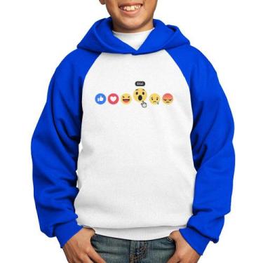 Imagem de Moletom Infantil Reações Facebook Eita! - Foca na Moda, Branco, Azul, 