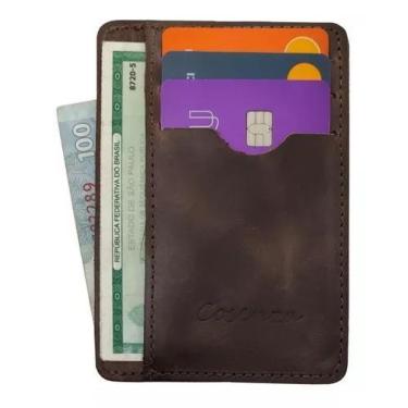 Imagem de Carteira Masculina Compacta Porta Cartão Couro Legítimo - cosenza, Caf