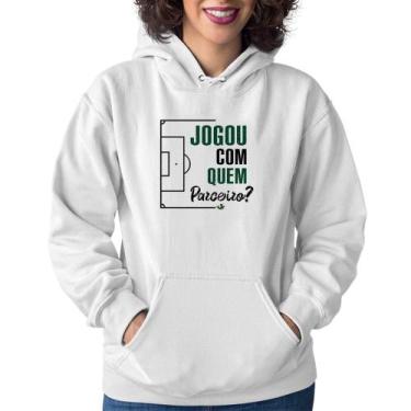 Imagem de Moletom Feminino Jogou com quem parceiro - Foca na Moda, Branco, G