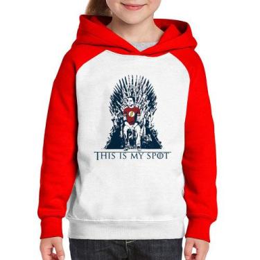 Imagem de Moletom Infantil This Is My Spot - Foca na Moda, Branco, Vermelho, 8
