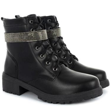 Imagem de Coturno Feminino Bota Tratorada Salto Baixo Confortável - OLZZY, Preto