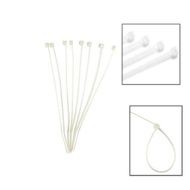 Imagem de Abraçadeira Nylon 2,5x150mm C/100 Pcs Fios Cabos - EDA, Branco