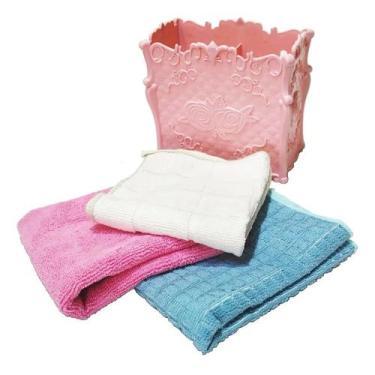 Imagem de Kit Limpeza Porta Detergente + 3 Pano Microfibra Pia Cozinha - Rosa - 