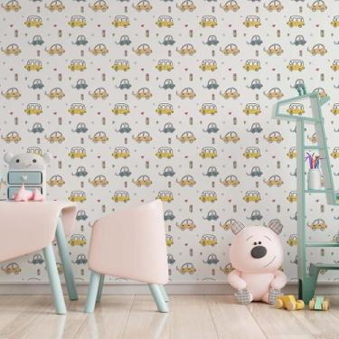 Imagem de Papel De Parede Adesivo Infantil Carrinhos Coloridos 2,80m - PlimShop