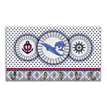 Imagem de Cabideiro de Parede Porta Chaves Toalhas Linha Náutica Marinheiro - Ma