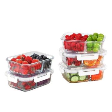 Imagem de Pote De Vidro Hermético Canelado Retangular 640ml C/ Tampa Plástica Fo