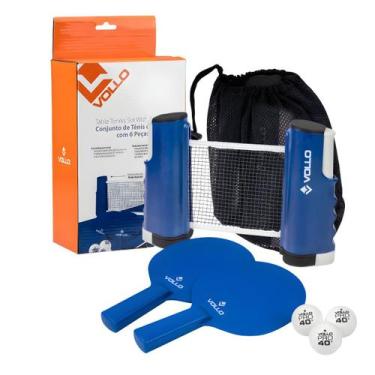 Imagem de Kit Tênis de Mesa Ping Pong Vollo Pro Rede retrátil + 3 Bolas, Azul