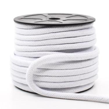 Imagem de Cordão de Algodão Trançado Simples Branco Danitex 8mm - 20 Metros