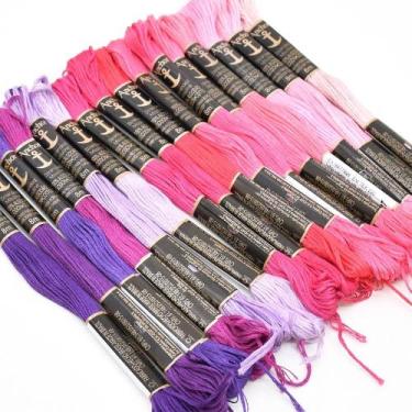 Imagem de Kit Linha Anchor Mouline 16 Cores + Receita - Tons de Rosa - Corrente