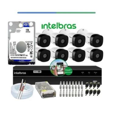 Imagem de Kit Intelbras 8 Cam 1120b Dvr 8ch Mhdx 1008 C/hd 1tb
