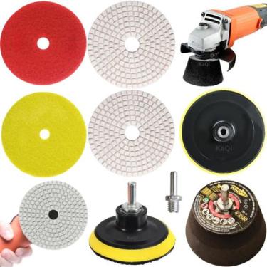 Imagem de 2 Lixas Grão 4 Pol. 100mm Diamantada + 1 Rebolo Cônico 45 Graus + 1 Di