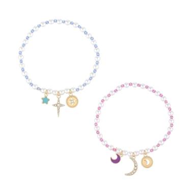 Imagem de Firopia Pulseiras Best Friend para 2 | Pulseiras de amizade combinando com contas de estrela e lua | Pulseiras de amizade joias presentes para mulheres casais, 7.5, Strass