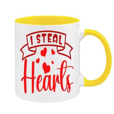 Imagem de SpreadPassion Caneca de café I Steal Hearts, presente para namorado e namorada, ideia de presente de dia dos namorados, presente para marido e esposa, ideia de presente de dia dos namorados (amarelo e