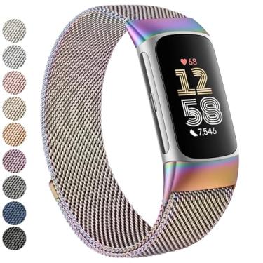 Imagem de Vanjua Pulseira de substituição magnética ajustável para Fitbit Charge 6/Charge 5 compatível com Fitbit Charge 6/Charge 5 Fitness Tracker (colorida)