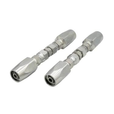 Imagem de Mytee Products Kits de reparo de campo de mangueira hidráulica de 2 peças de aço fêmea JIC com adaptador - Conexões hidráulicas reutilizáveis para mangueira hidráulica de fio compatível com diâmetro
