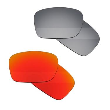 Imagem de Boldbright Lentes de substituição compatíveis com óculos de sol Oakley Jupiter Squared OO9135 - Titânio + Vermelho espelhado revestido