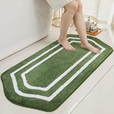 Imagem de COSY HOMEER Tapetes de linho de banho extragrossos - tapetes de banho antiderrapantes macios 100% poliéster forte para sala de estar e banheiro absorvente de água (verde, 61 x 122 cm)
