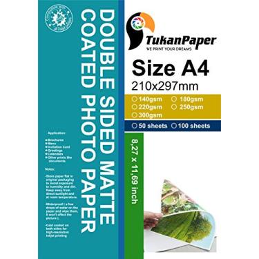 Imagem de Papel fotográfico de jato de tinta fosco dupla face 21.1 cmx29.5 cm (210 x 297 mm) Tamanho A4 100 folhas peso 140gsm ótimo para apresentações, cartões de notas, projetos de artesanato, fotografias