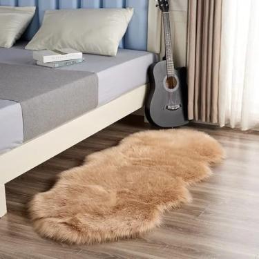 Imagem de Tapete de chão de cor sólida macia para sala de estar, tapete de cor sólida, grande onda, tapete decorativo, tapete de área, café claro, 60X170CM