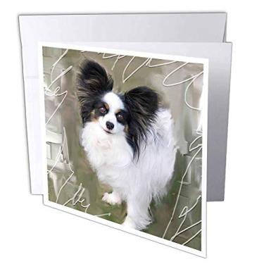 Imagem de 3dRose Papillon preto e branco - Cartões comemorativos, 15 x 15 cm, conjunto de 6 (gc_8334_1)