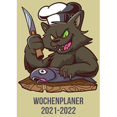 Imagem de Wochenplaner 2021-2022: 2 Jahres Wochenplaner zum notieren, organisieren und planen DIN A4. Kalender/Terminkalender/Kontakt- / Geburtstags listen / 2021 und 2022 / Katze Fisch Angler
