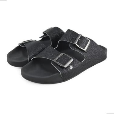 Imagem de Papete Sandália Birken Feminina Chinelo Flat Confortável (PRETO/PRATA, BR, Adulto, Faixa Numérico, 41, 42)
