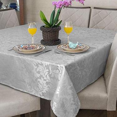 Imagem de Kit 2 Toalha Mesa Retangular Jacquard Cinza 6 Lugares