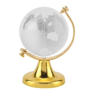 Imagem de Globo Mundial, Globo Mundial De Cristal Giratório Com Suporte, Mapa Mundial Giratório Terrestre De Vidro, Esfera Redonda De Bola Pequena Para Mesa, Casa, Decoração De Escritório(Dourado)