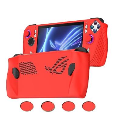 Imagem de Silicone Protective Case Compatible with ASUS Rog Ally, Silicone Case Anti-Slip Shockproof Cover with Non-Slip Thumb Grips (Red)