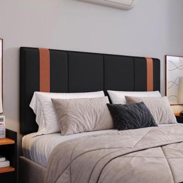 Imagem de Cabeceira Casal 140cm Suspensa Paris Com Detalhe Em Couro - CASA UAU, 