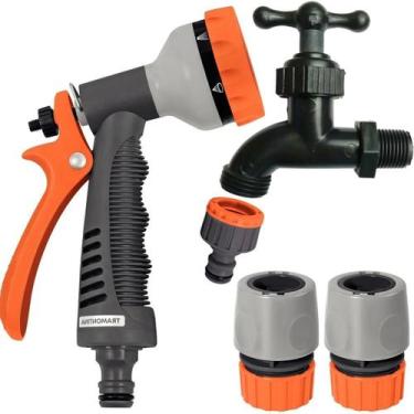 Imagem de Esguicho Hidropistola 6 Jatos Mangueira Jardim + Engate - Tramontina