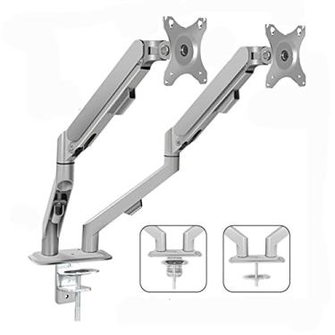 Imagem de Braço de suporte de ecrã 17-30" Braço de suporte de mesa de monitor duplo, movimento completo de gás de gás LCD Montagem dupla monitor, Vesa montagem 75 x 75 100 x 100 mm, tem até 19,8 libras / bra