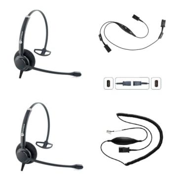 Imagem de TruVoice Solução de treinamento de fone de ouvido para telefones (inclui 2 fones de ouvido HD-100 profissionais com microfone NC, cabo de treinamento e cabo inteligente - funciona com 99% dos