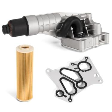 Imagem de Aumzong 2711801410 Conjunto adaptador de alumínio do refrigerador de óleo e filtro de óleo do motor, compatível com Mercedes-Benz C250 SLK250 1.8L 2012 2013 2014 2015, com vedações O-ring