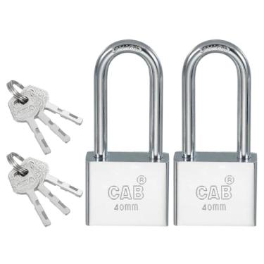 Imagem de PATIKIL Cadeado com chave de 40 mm (1-9/40.6 cm), 2 fechaduras diferentes com chave de aço inoxidável, cadeados longos com chave para portas internas e externas, prata