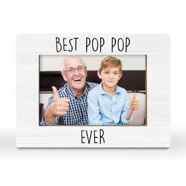 Imagem de CGBHW Best Pop Pop Ever Porta-retrato de presente, presente para papai avô de netos, netos, avô, presentes para o dia dos pais, 10 x 15 cm, horizontal para exibição de mesa