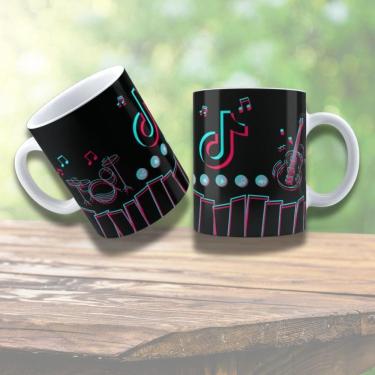 Imagem de Caneca De Porcelana 325ml Tik Tok Decorada Tik Tok 7