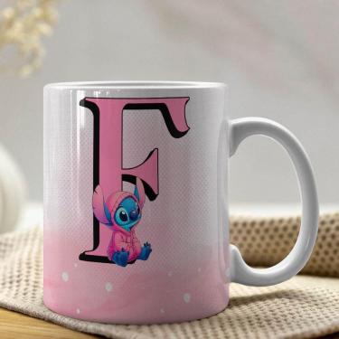 Imagem de Caneca De Porcelana Stitch Letras A-z 325ml Rosa F