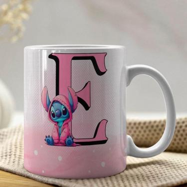 Imagem de Caneca De Porcelana Stitch Letras A-z 325ml Rosa E