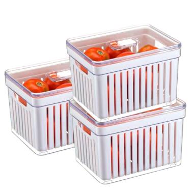 Imagem de Organizador de Geladeira Armario Cozinha Acrilico Para Frutas Legumes e Vegetais (Kit 3, Cesta)