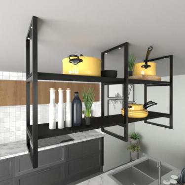 Imagem de Prateleira industrial cozinha suporte para prateleira industrial nicho