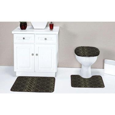 Imagem de Jogo Tapete Banheiro Kit 3 Pçs Antiderrapante Tabaco Hbkb-15