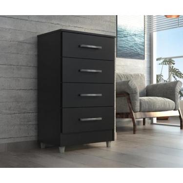 Imagem de Comoda 4 gavetas preto onix flavia quarta divisão moveis - Quarta Divi