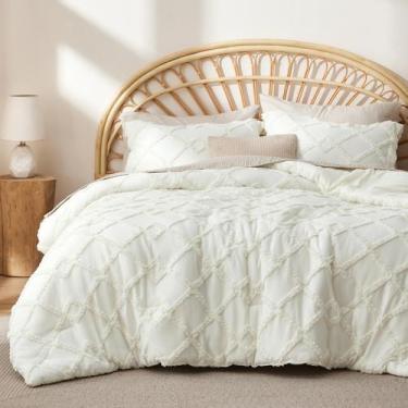 Imagem de Conjunto de edredom Bedsure Boho Ivory Tufted Queen Size 3 peças